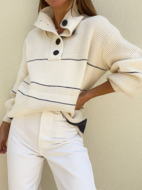'Brigid' Cropped Waffle Knit Sweater - Celes Fashion